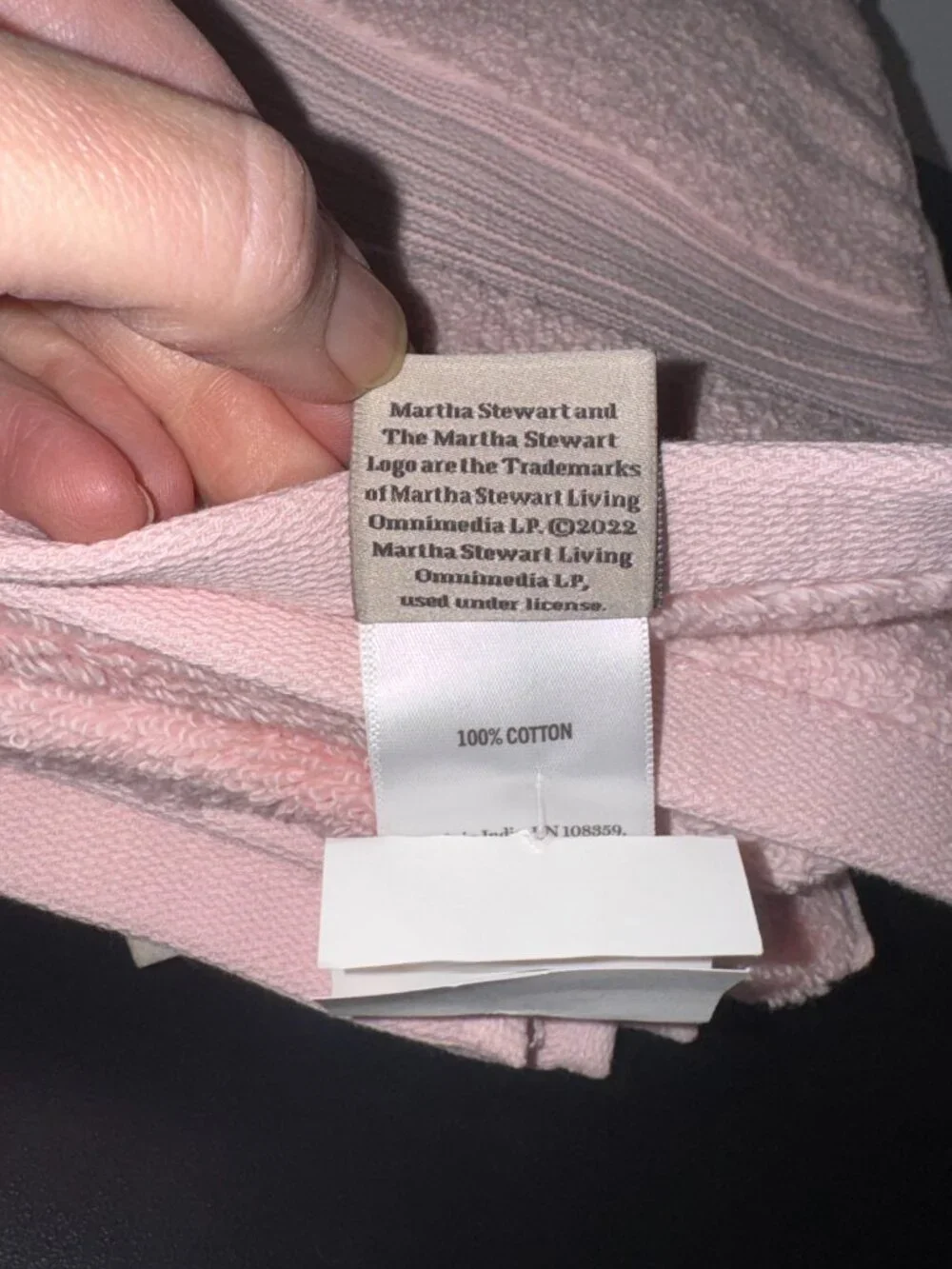 2 Pc 100% Cotton Martha Stewart Pink Bath Towel Set - 2 Bath Towels
